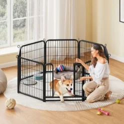 Yaheetech 8 Panels Dog Playpen Panels Metal Pet Playpen, Black