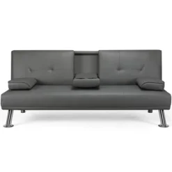 Yaheetech Convertible Faux Leather Sofa Bed Futon With Armrest -Furniture GUEST e99b3efc e714 4636 bda0 22f3ca5c76b0