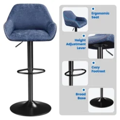 Yaheetech 2pcs Upholstered Height Adjustable Swivel Bar Stools Set -Furniture GUEST e9be5aca ef65 4d7c b206 e1d89b210322
