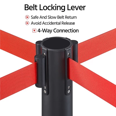 Yaheetech Retractable Belt Stanchion Set For Queuing Lines Crowd Control Barriers 4 Yaheetech Retractable Belt Stanchion Set For Queuing Lines Crowd Control Barriers - Image 4