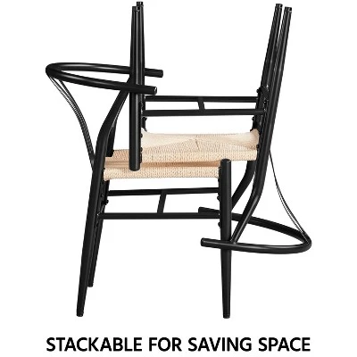 Yaheetech Set Of 2 Weave Arm Chairs Dining Chair 4 Yaheetech Set Of 2 Weave Arm Chairs Dining Chair - Image 4