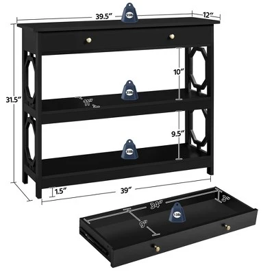 Yaheetech Drawer Console Table With Storage & Shelves For Living Room/Hallway/Entryway, Black 2 Yaheetech Drawer Console Table With Storage & Shelves For Living Room/Hallway/Entryway, Black - Image 2