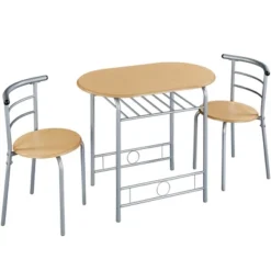 Yaheetech Modern Round Dining Table Set For 2 With Steel Legs, Storage Rack For Kitchens -Furniture GUEST ebb6a6bb a44b 4bca 9ae8 b940127a754a