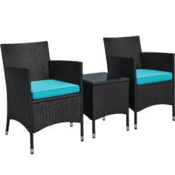 Yaheetech Wicker Rattan Coffee Table And Two Chairs Patio Conversation Set -Furniture GUEST ebe56287 0ef7 453c a444 6be9404933e2