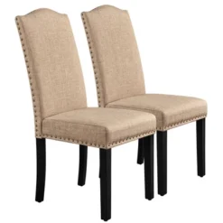 Yaheetech Set Of 2 Fabric Upholstered Classic Tall Back Dining Chair -Furniture GUEST ec15b373 4656 4062 989c cd8ebe536634