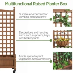 Yaheetech 50" H Raised Garden Bed With Trellis Dark Brown -Furniture GUEST ecef4ca0 889c 4d3b 8490 5c54c316fc6b