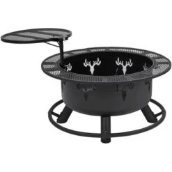 Yaheetech 32in Fire Pit Outdoor Wood Burning With 18.5 Inch Swivel Cooking Grill Grate & Poker Fire Bowl For Camping -Furniture GUEST eeb6fc1a 597d 43ae 96b3 3d83c074894c