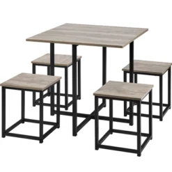 Yaheetech 5-Piece Dining Room Set With 1 Square Table, 4 Backless Stools, Kitchen Table Set -Furniture GUEST eee6c25d f8d5 4cb0 9dfd 48d713778c94