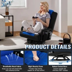 Yaheetech Adjustable Swivel Gaming Chair Reclining Sofa Chair With Armrests And Adjustable Backrest -Furniture GUEST ef20c4f7 f3a6 45e2 997a a61606c8c0e5