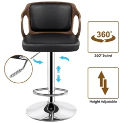 Yaheetech Bar Counter Stool Height Adjustable Faux Leather For Kitchen Counter Home Bar Pub -Furniture GUEST ef95a23f 61b1 4be7 9a80 3b44237ea405