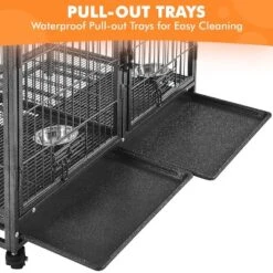 Yaheetech 42.5" W Rolling Dog Crate For Small Dogs, Black -Furniture GUEST f07b8b1b 3f07 4949 837d 0f525308d8e9