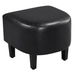 Yaheetech Faux Leather Accent Arm Chair Barrel Chair With Ottoman For Living Room Black -Furniture GUEST f09c5509 bfd8 46e4 90e6 a65a8b79f704