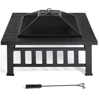 Yaheetech 34in Fire Pit Table Outdoor Patio Fire Pits Square Steel Stove With Mesh Screen And Cover 5 Yaheetech 34in Fire Pit Table Outdoor Patio Fire Pits Square Steel Stove With Mesh Screen And Cover - Image 5
