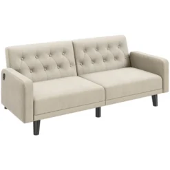 Yaheetech 63in Convertible Futon Sofa Bed With USB Ports For Living Room 14 Yaheetech 63in Convertible Futon Sofa Bed With USB Ports For Living Room -Furniture GUEST f1536271 2a48 4431 a980 51f1d6670a6d
