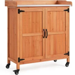 Yaheetech Outdoor Garden Potting Bench Table With Cabinet -Furniture GUEST f159a7b9 f58f 4d52 b35b bac688cdfc41