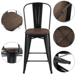 Yaheetech Pack Of 4 Classic Armless Metal Bar Stools With Footrest Backrest -Furniture GUEST f1d0e639 d7cb 4f65 a1da 898d265ba628