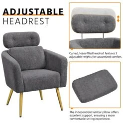 Yaheetech Boucle Barrel Accent Chair With Adjustable Headrest -Furniture GUEST f1f15178 b374 4385 a5ce 90c3a485e7b2