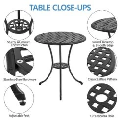 Yaheetech 3-Piece Patio Bistro Set For Garden Backyard Porch Balcon, Black -Furniture GUEST f249d0a1 976c 4c6d bb79 f369595f0246