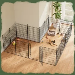 Yaheetech 31.5″ Tall Foladable Dog Playpen , 16 Panels With Door For Small Dogs For Outdoor And Indoor Use