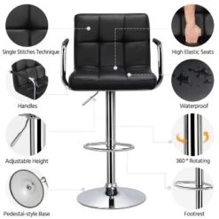 Yaheetech 2PCS Swivel Adjustable Bar Stools With Large Steel Pedestal Base For Bar Counter 16 Yaheetech 2PCS Swivel Adjustable Bar Stools With Large Steel Pedestal Base For Bar Counter -Furniture GUEST f3a88adc 6370 4690 9e07 4414f0001317