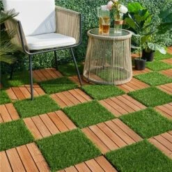Yaheetech Artificial Grass 27PCS Indoor Outdoor Flooring Decor, Green -Furniture GUEST f41bd288 6ce0 41dc 90b5 fcd89ad3d580