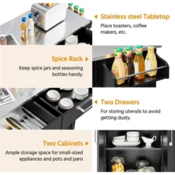 Yaheetech Large Kitchen Cart Kitchen Island On Wheels With Stainless Steel Countertop -Furniture GUEST f4d5e1e3 5614 4412 8bf8 57aadcc2e764