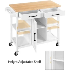 Yaheetech Mobile Kitchen Island Kitchen Trolley Cart With Adjustable Shelves White -Furniture GUEST f4f46e20 af6e 499e ace8 56fa1728505e