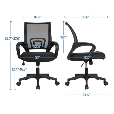 Yaheetech Mid-back Mesh Office Chair, Pack Of 2, Black 2 Yaheetech Mid-back Mesh Office Chair, Pack Of 2, Black - Image 2