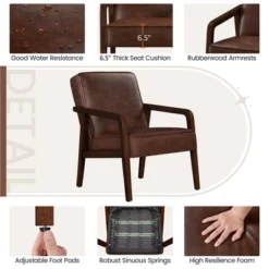 Yaheetech Modern Faux Leather Upholstered Accent Chair Armchair 12 Yaheetech Modern Faux Leather Upholstered Accent Chair Armchair -Furniture GUEST f5778950 f191 4026 941e e83917cfa091