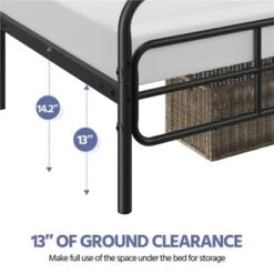 Yaheetech Modern Metal Platform Bed With Geometric Patterned Headboard -Furniture GUEST f5cf39ec 776a 446a b924 22d2fc8b81b7