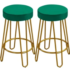 Yaheetech Set Of 2 Upholstered Velvet Counter Stools With Metal Legs -Furniture GUEST f5fb56a1 06a0 4197 a178 9a740b97fa2e