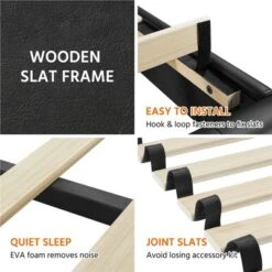 Yaheetech Classic Faux Leather Upholstered Bed Frame Platform Bed -Furniture GUEST f6233fbb 45fe 49c1 8a18 b96b0f352bef