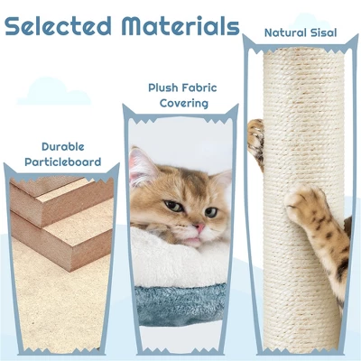 Yaheetech 45.5"Tall Multi-Level Ocean-themed Cat Tree, Blue / White Blue 4 Yaheetech 45.5"Tall Multi-Level Ocean-themed Cat Tree, Blue / White Blue - Image 4