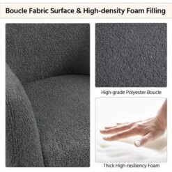 Yaheetech Boucle Barrel Accent Chair With Adjustable Headrest -Furniture GUEST f6f4526d 1a2d 44b5 819a 03b662d2d266