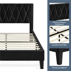 Yaheetech Upholstered Bed Frame With Built-In USB Ports -Furniture GUEST f70c994a 0740 4c1f 8472 63c6cfe6dbfc