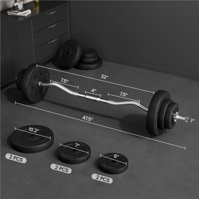 Yaheetech 44 Lb Detachable Curl Bar Set For Strength Training 2 Yaheetech 44 Lb Detachable Curl Bar Set For Strength Training - Image 2