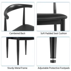 Yaheetech Set Of 2 Armless Dining Chairs With Backrest, Metal Legs And Faux Leather Seat, Black -Furniture GUEST f758e712 011d 4ee0 b1e2 55ded70d3fa9 1