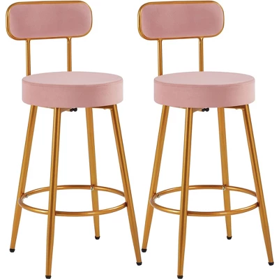 Yaheetech Velvet Ergonomic Bar Stools With Backrest And Footrest Set Of 2 7 Yaheetech Velvet Ergonomic Bar Stools With Backrest And Footrest Set Of 2 - Image 7