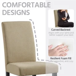 Yaheetech 4pcs Upholstered Fabric Dining Chairs With Solid Wood Legs For Dining Room -Furniture GUEST f83b51b2 05b7 451b b5b5 877f21f9a78f