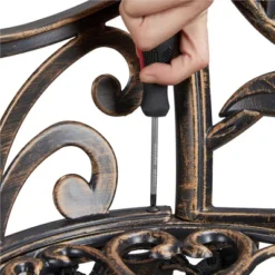 Yaheetech Outdoor Metal Bench Patio Park Bench -Furniture GUEST f9927ba5 c6ee 4bb8 ae94 3282ee2763f2