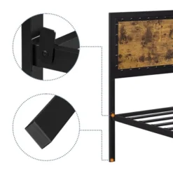 Yaheetech Industrial Metal Platform Bed With Wooden Headboard And Footboard -Furniture GUEST fa4d8ae0 2aaa 4dbf 8244 86c67daaac2e