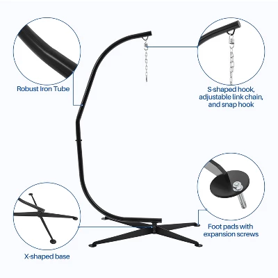 Yaheetech C-stand For Hanging Hammock Chair, Black 3 Yaheetech C-stand For Hanging Hammock Chair, Black - Image 3
