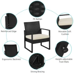 Yaheetech 3 Piece Patio Set Modern PE Bistro Furniture Conversation Sets 13 Yaheetech 3 Piece Patio Set Modern PE Bistro Furniture Conversation Sets -Furniture GUEST fc242d48 254f 4966 8fd0 b7a214536ccb