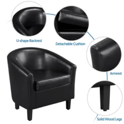 Yaheetech Faux Leather Accent Arm Chair Barrel Chair With Ottoman For Living Room -Furniture GUEST fc58baed a014 413d aa09 6615e6af9f8e