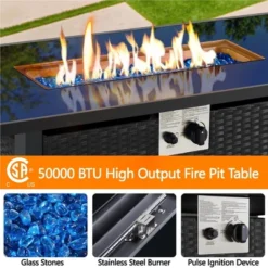 Yaheetech Outdoor Gas Fire Pit Table 43 Inch With Tempered Glass Tabletop -Furniture GUEST fc5e31be 213f 4607 8fdc da67583875f4