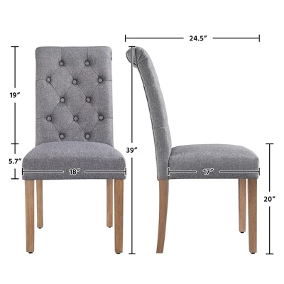 Yaheetech 2pcs Classic Fabric Upholstered Dining Chair Kitchen Chair 2 Yaheetech 2pcs Classic Fabric Upholstered Dining Chair Kitchen Chair - Image 2