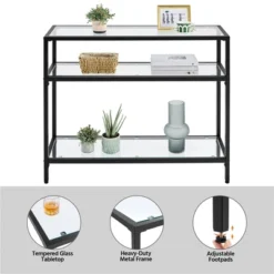 Yaheetech 3-layer Console Table Tempered Glass Porch Table -Furniture GUEST fcc0c051 0306 4575 953d 1bd5bafcd81e