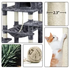 Yaheetech 59" Large Cat Tower With Plush Perch 13 Yaheetech 59" Large Cat Tower With Plush Perch -Furniture GUEST fcc14419 a90b 4ac3 9298 8db76fdce995