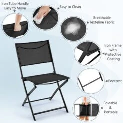 Yaheetech Set Of 4 Folding Dining Chairs With Backrests For Garden/ Lawn/ Porch/ Backyard Pool -Furniture GUEST fd04b22a a546 49f7 b92c 5d2b574350af