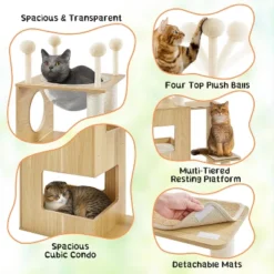 Yaheetech 53inch Wooden Cat Tree Tower With Condo, Wood 9 Yaheetech 53inch Wooden Cat Tree Tower With Condo, Wood -Furniture GUEST fda99a90 7606 4ab8 b86b 9bea0330d67d